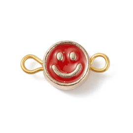 5 x  Metalen verdeler mix Smiley goudkleur met epoxy 14,5 x 8 x 4mm oogjes 1,8mm Double oogjes