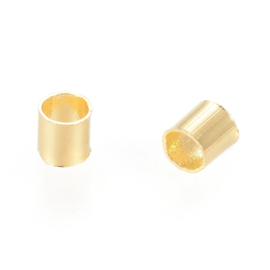 Ca. 100 x Messing knijpkralen buismodel 2 mm – gat 1,5 mm – goudkleur (Nikkelvrij)