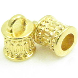 1 x DQ metaal eindkapje goud kleur ca. 10 x 7mm Ø4mm, oogje 2mm (Nikkelvrij)