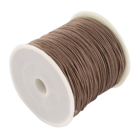 1 rol 90 meter gevlochten nylon koord, imitatie zijden draad 0,8mm camel 