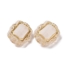 10 x Acryl kralen rechthoek frosted 18 mm – gat 1,8 mm – moccasin