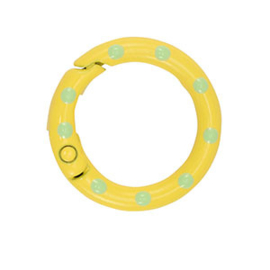 1 x Gekleurde onderdelen sleutelhanger ring Yellow-green ca. 25x4mm