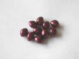 10 stuks Bordeaux rode glasparel van 10 mm Gat: 1mm in de vorm van een tolletje