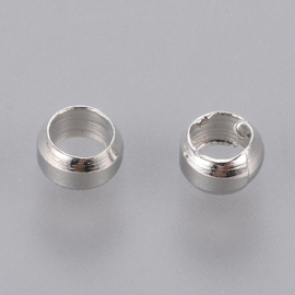 c.a  100 knijpkralen c.a.  3mm, gat: 2mm Platinum kleur