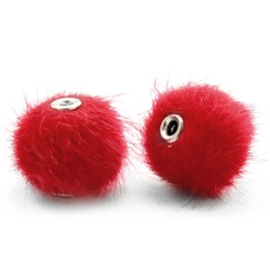 Pompom kralen faux fur 12mm Scarlet red  (op is op!)