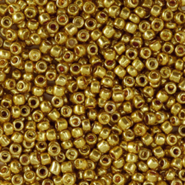 20  gram Glaskralen Rocailles 12/0 (2mm) Metallic shine gold