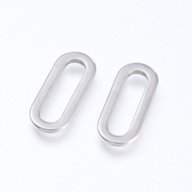 2 x RVS 304 tarnish resistant gesloten ring ovaal 16 x 6,5 mm – opening 13 x 3 mm – RVS kleur (Nikkelvrij)