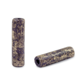 5x DQ Grieks keramiek kralen gold spot tube Purple ca. 20x5mm (Ø1.9mm)