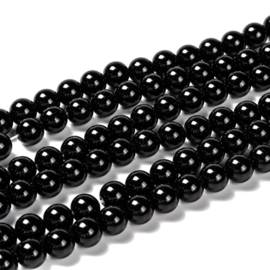 10  x  Edelsteen kraal van Eyeless Obsidian 8mm gat c.a. 1mm