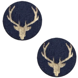 2 x cabochon reindeer 12mm Dark blue