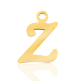 Roestvrij stalen (RVS) Stainless steel bedels initial Z Goud