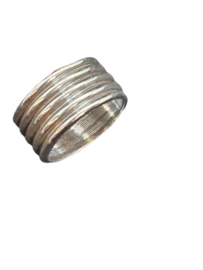 DQ metaal ring met ribbel (dreamz koord) Platinum  ca. 12 x 6 mm Ø 10mm (Nikkelvrij)
