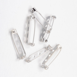 10 x Verzilverde brochespelden – 27 x 5 x 7 mm – 3 gaten – pin 0,8 mm