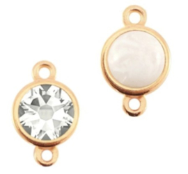 1 x DQ metaal settings 2 ogen  Ø7mm en SS34 flatback Rose Gold ca. 14 x 9 x 3mm oogjes: 1,4mm (Nikkelvrij)