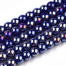 20 x Diamond coated glaskralen 4~4,5 mm, gat: 0,8 mm, Dark Blue