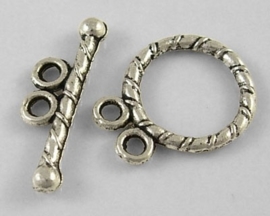 4 x Tibetaans zilveren slotje met twee oogjes slotje