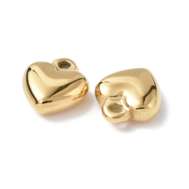 1 x Ion Plating (IP) RVS 304 hart bedel Real 18k Gold Plated, 12,5 x 11 x 4,5mm oogje 1,6mm