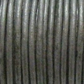 1 x Rol DQ leer rond 2mm Vintage Grijs per 25 meter