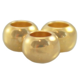 5 x DQ metaal ball 4 x 2.5 mm Goud gat: 2,2mm (Nikkelvrij)