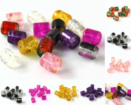 30 x crackle glas kralen cilinder vorm 7 x 8mm gat: 1,5mm mix