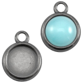 1 x Cabochon-Camée houder Metalen Ibiza cabochon setting (zonder steen) tray Ø12mm Hematiet kleur  (Nikkelvrij)