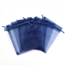 c.a. 100 stuks organza zakjes 8 x 10cm donker blauw