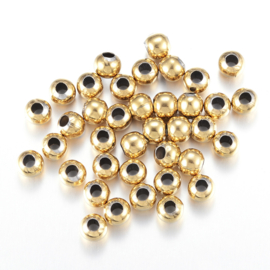 10 x  RVS 304 metalen kralen 8mm gat: 2,5~3mm goudkleur