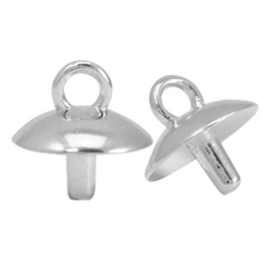 1 x Eindkapjes metaal DQ voor kralen Antiek zilverkleur ca. 11x10mm (Ø2.5mm)