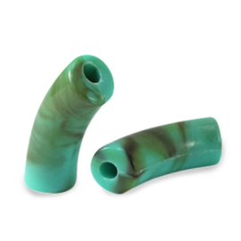 5 x Acryl kralen tube Turquoise marble ca. 36x12mm (gat Ø4mm )