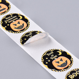 1 rol 500 stickers Wensetiket zegel rond 25mm Halloween