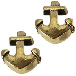 2 x Metalen Kraal Anker 13x12 mm Medium Antiek Goud Ø 4-5 mm