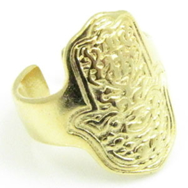 1 x DQ metaal ring hamsa hand 20 x 18mm goud kleur (Nikkelvrij)