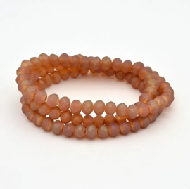 1 x Streng facet rondelle frosted Chocolate glaskralen 6 x 4 mm – gat 1 mm – ca. 70 stuks