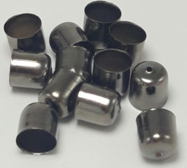 10 x Metalen eindkapjes  10mm  Ø-9mm gat 1mm Hematiet kleur