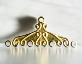 10 x Metalen verdelers goudkleur afm. 26 x 12mm - 1/ 4 oogjes