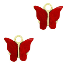 2 x Resin hangers vlinder Gold-red