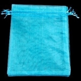 c.a. 100 organza zakjes 10 x12 cm turquoise (Zelfde als deep sky blue)