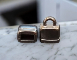 1 x DQ metaal eind kap voor 5 x 2,5mm leer hematietkleur oogje 2,6 mm (Nikkelvrij)