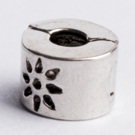 Be Charmed stopper bedel  met groot gat zilver met een rhodium laag (nikkelvrij) c.a. 9 x 6mm gat:3.5 mm