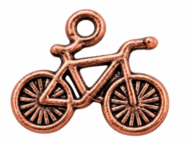 4 x Metalen bedels fiets 16 x 14,5 mm – oogje 2,2 mm – roodkoperkleur