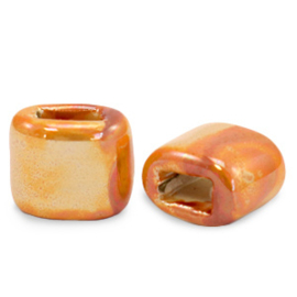 1 x Sieraden schuiver DQ Grieks keramiek 11x12mm Amberglow orange