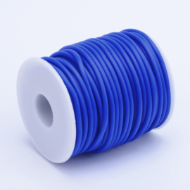 100 cm hol Rubber DQ koord 2mm  gat 1mm blauw