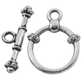 4 x tibetaans zilveren slotje afmeting ring diameter 18mm staafje: 28mm gat: 2,5mm