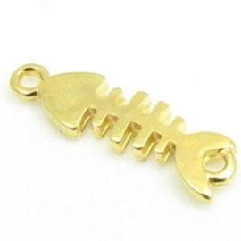 DQ metaal bedel visgraat 21x6mm goudkleur, oogje 1,5 mm (Nikkelvrij)