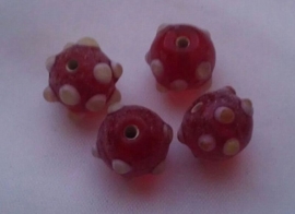 5 x Glaskraal India rood met pukkels 12 mm