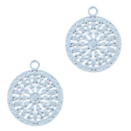 3 x Hangers Bohemian rond met oog ca. 14x12mm Cloud Blue