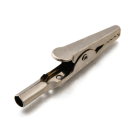 1 x Krokodillenklem 51 x 6,5 x 12 mm – gat 1,5 mm – platinumkleur