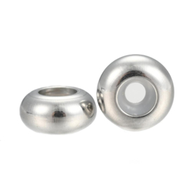 RVS 304 smart bead stopper ca. 6 x 3mm gat 3mm (rubber gat Ø2mm)