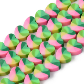 20 x Polymeer kralen hart Multicolour Pearl Pink ca. 9 x 5mm (gat Ø2mm)