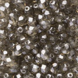 10 x  ronde Tsjechië  kristal kralen 6 mm  kleur: ab grijs Afm: Gat c.a: 1mm
